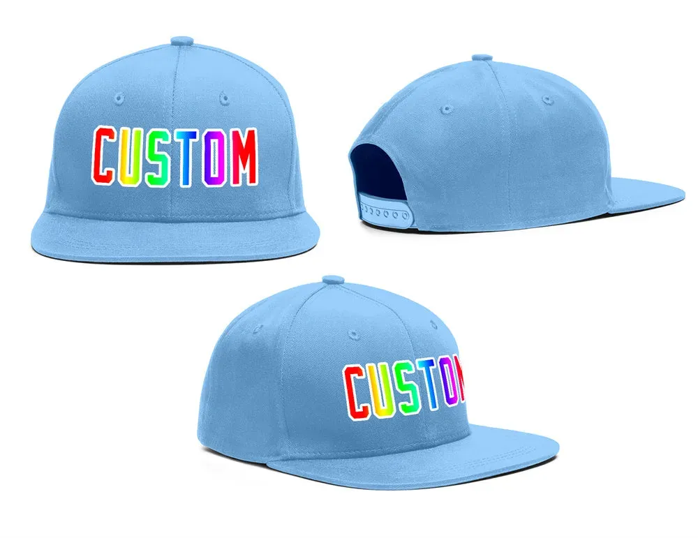 Custom Light Blue Gradient Outdoor Sport Baseball Cap