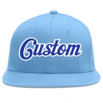 Custom Light Blue Royal-White Flat Eaves Sport Baseball Cap