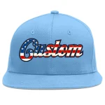 Custom Light Blue Vintage USA Flag-Gold Flat Eaves Sport Baseball Cap