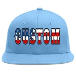 Custom Light Blue Vintage USA Flag-Gold Flat Eaves Sport Baseball Cap