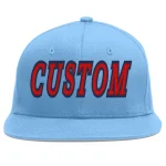 Custom Light Blue Red-Navy Flat Eaves Sport Baseball Cap