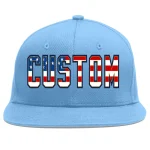 Custom Light Blue Red-Black Flat Eaves Sport Baseball Cap