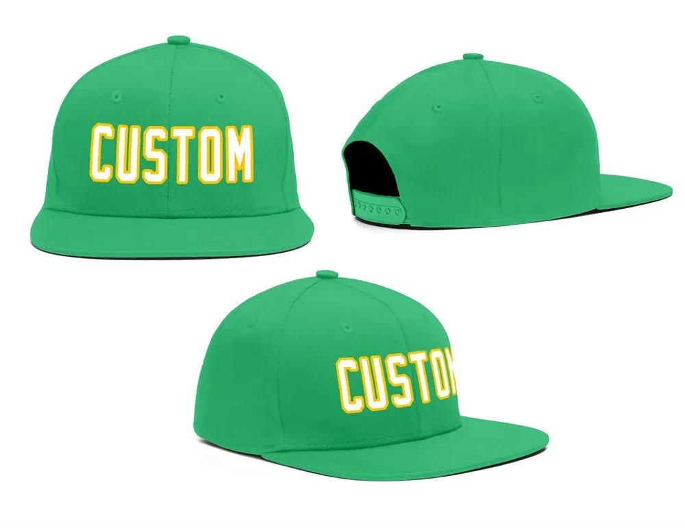 Custom Kelly Green White-Gold Outdoor Sport Baseball Cap