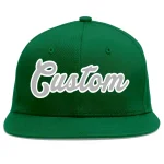 Custom Green Gray-White Flat Eaves Sport Baseball Cap