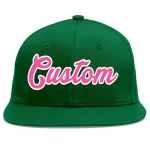 Custom Green Pink-White Flat Eaves Sport Baseball Cap