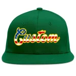 Custom Green Vintage USA Flag-Gold Flat Eaves Sport Baseball Cap