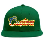 Custom Green Vintage USA Flag-Gold Flat Eaves Sport Baseball Cap