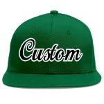 Custom Green Black-White Flat Eaves Sport Baseball Cap