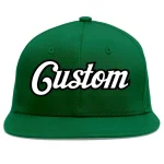 Custom Green White-Black Flat Eaves Sport Baseball Cap