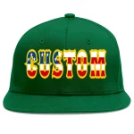 Custom Green Vintage USA Flag-Gold Flat Eaves Sport Baseball Cap