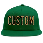 Custom Green Old Gold-Black Flat Eaves Sport Baseball Cap