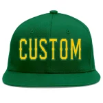 Custom Green Gold-Kelly Green Flat Eaves Sport Baseball Cap