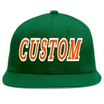 Custom Green Orange-White Flat Eaves Sport Baseball Cap