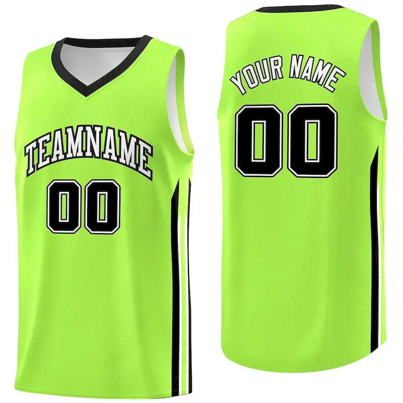 Custom Neon Green Black Classic Tops Athletic Casual Basketball Jersey