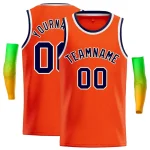 Custom Orange Navy-White Classic Tops Casual Basketball Jersey