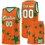 Custom Kelly Green Gold Graffiti Pattern Star Print Basketball Jersey Sets