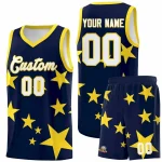 Custom Royal Red Graffiti Pattern Star Print Basketball Jersey Sets