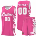 Custom Pink Purple-White Graffiti Pattern Side Curve Pattern Sports Uniform Basketball Jersey Sets