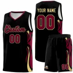 Custom Black Crimson-Khaki Graffiti Pattern Side Curve Pattern Sports Uniform Basketball Jersey Sets
