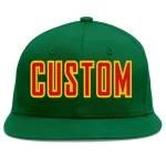 Custom Green Red-Yellow Flat Eaves Sport Baseball Cap