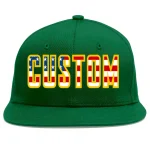 Custom Green Vintage USA Flag-Gold Flat Eaves Sport Baseball Cap