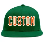 Custom Green Orange-White Flat Eaves Sport Baseball Cap