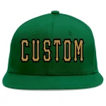 Custom Green Old Gold-Black Flat Eaves Sport Baseball Cap