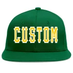 Custom Green Gold-White Flat Eaves Sport Baseball Cap