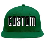 Custom Green White-Black Flat Eaves Sport Baseball Cap