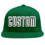 Custom Green Black-White Flat Eaves Sport Baseball Cap