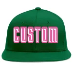 Custom Green Royal-White Flat Eaves Sport Baseball Cap