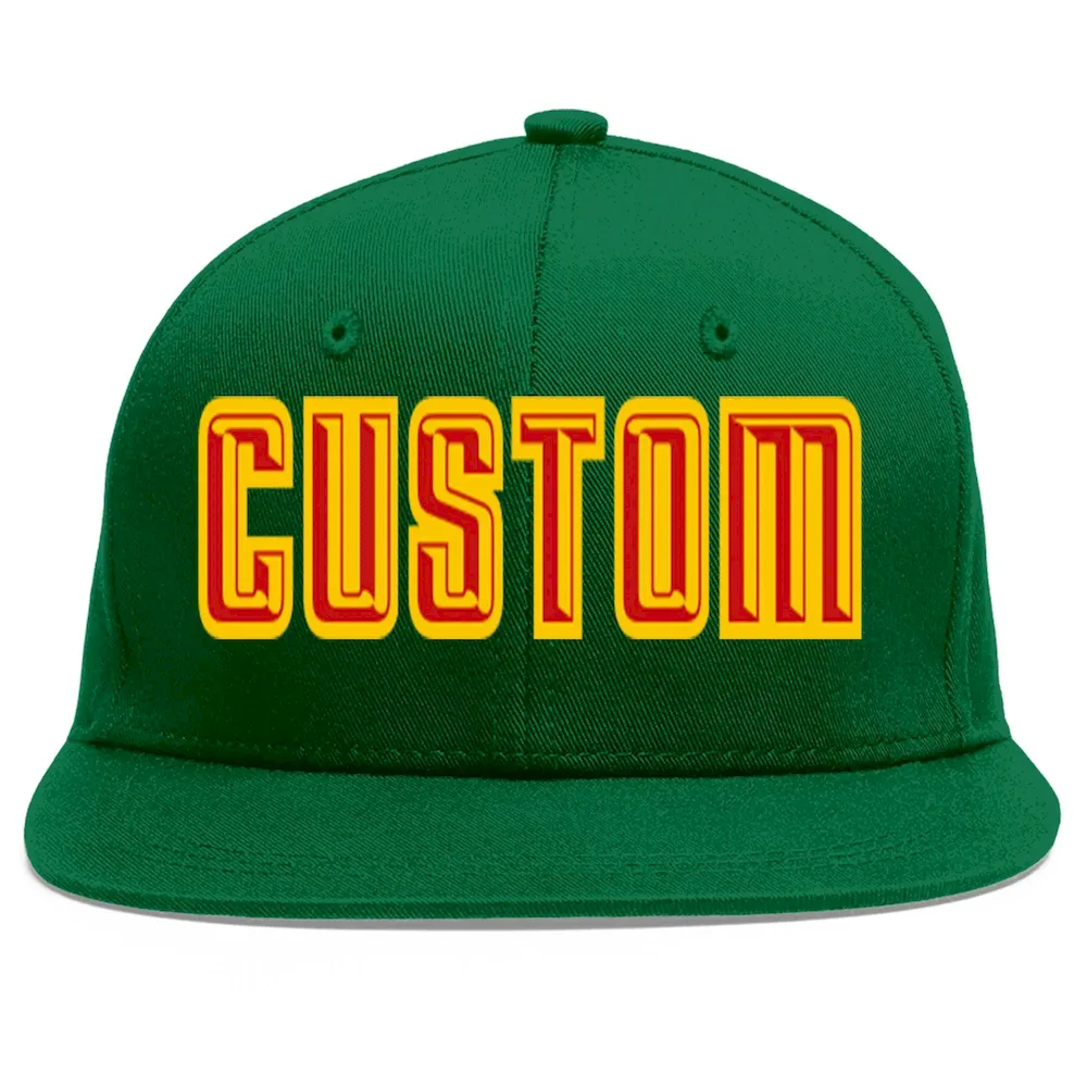 Custom Green Pink-White Flat Eaves Sport Baseball Cap