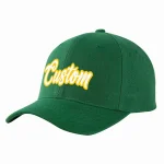 Custom Green White-Gold Curved Eaves Sport Baseball Cap Design for Men/Women/Youth