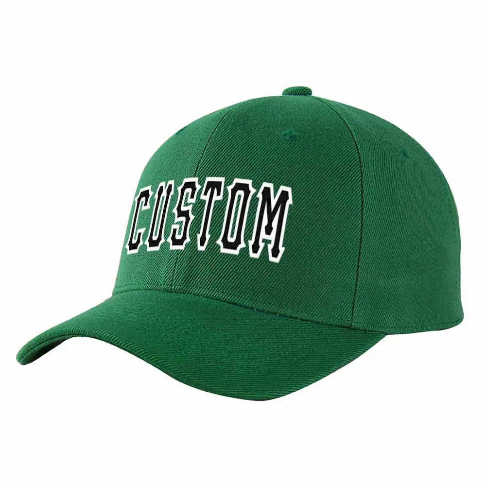 Custom Green Black-White Curved Eaves Sport Baseball Cap Design for Men/Women/Youth
