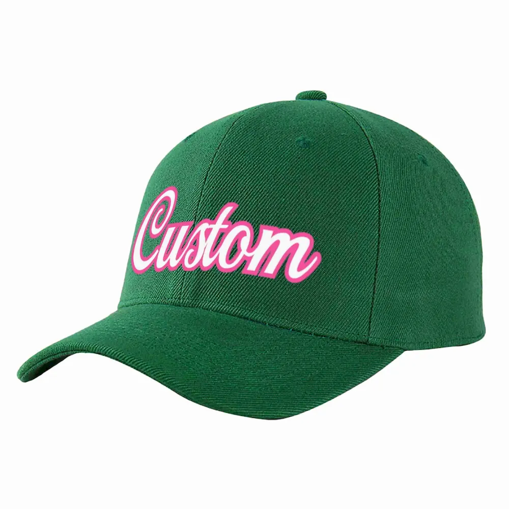 Custom Green White-Pink Curved Eaves Sport Baseball Cap Design for Men/Women/Youth