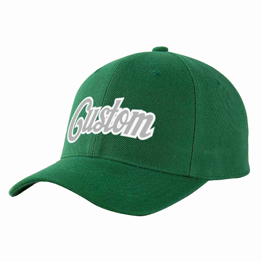 Custom Green Gray-White Curved Eaves Sport Baseball Cap Design for Men/Women/Youth