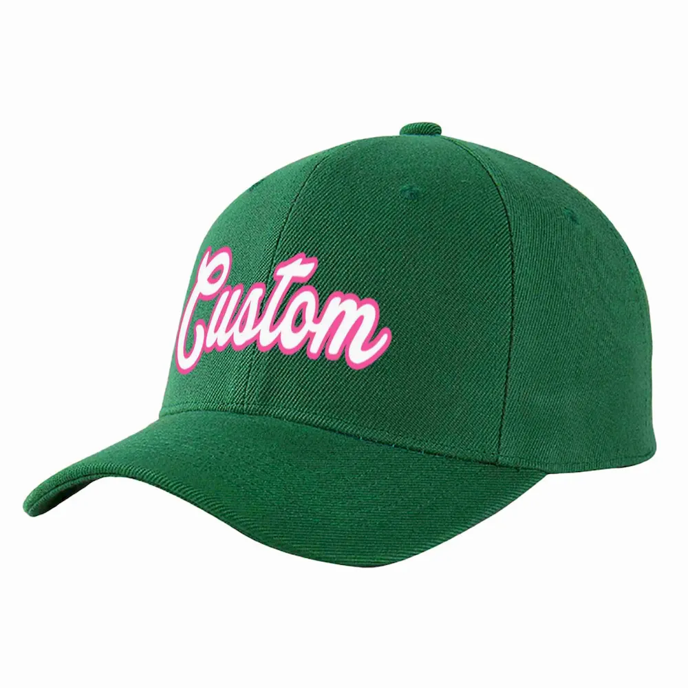 Custom Green White-Pink Curved Eaves Sport Baseball Cap Design for Men/Women/Youth