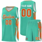 Custom Bright Green Orange-White Graffiti Pattern Side Curve Pattern Sports Uniform Basketball Jersey Sets