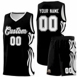Custom Black White-White Graffiti Pattern Side Curve Pattern Sports Uniform Basketball Jersey Sets