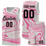 Custom Gray Pink Graffiti Pattern Fluids Style Sports Uniform Basketball Jersey Sets