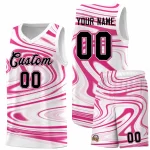 Custom White Pink Graffiti Pattern Fluids Style Sports Uniform Basketball Jersey Sets