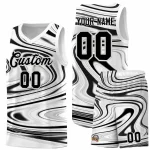 Custom Black White Graffiti Pattern Fluids Style Sports Uniform Basketball Jersey Sets