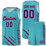 Custom Purple Personalized Tiger Claw Pattern Sports Uniform Basketball Jersey