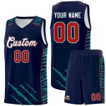 Custom Navy Personalized Tiger Claw Pattern Sports Uniform Basketball Jersey