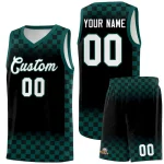 Custom Black Midnight Green Classic Plaid Pattern Sports Uniform Basketball Jersey
