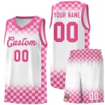 Custom Pink White Classic Plaid Pattern Sports Uniform Basketball Jersey