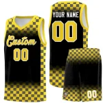Custom Black Gold Classic Plaid Pattern Sports Uniform Basketball Jersey
