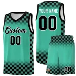 Custom Gold Navy Classic Plaid Pattern Sports Uniform Basketball Jersey