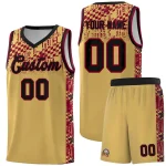 Custom Old Gold Mosaic Stars Pattern Sports Uniform Basketball Jersey