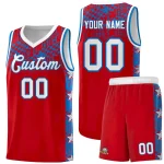 Custom Red Mosaic Stars Pattern Sports Uniform Basketball Jersey